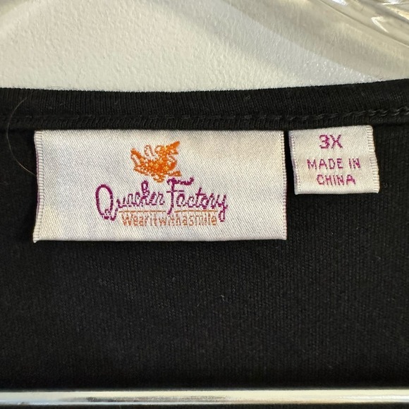 Quacker Factory Striped Lace Sequined 3/4 Sleeve Tunic Women’s Top Black Size 3X - Picture 5 of 6